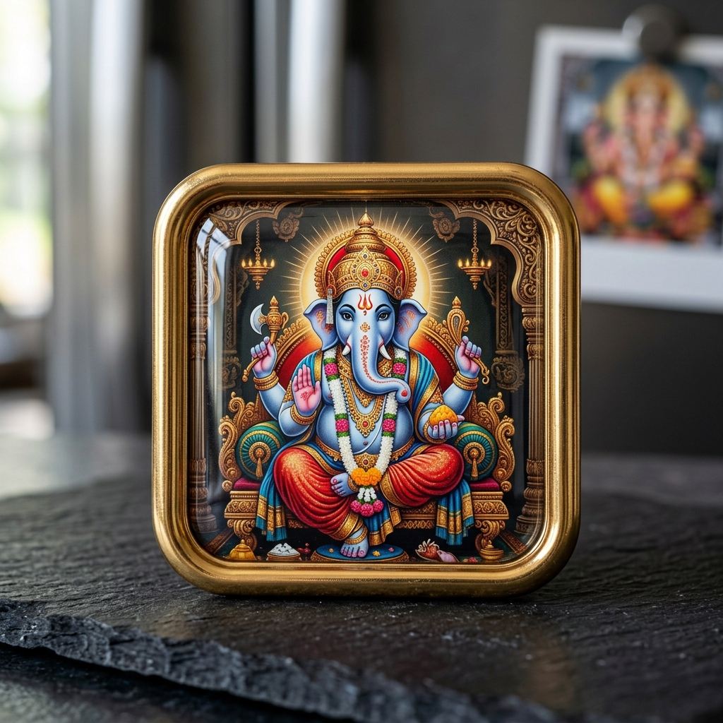 2" × 2" Golden Lord Ganesha Magnet